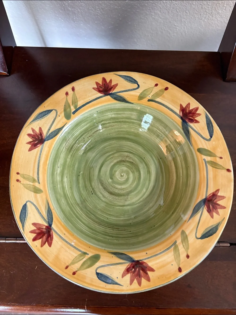 Pier 1 Set of Two Handpainted Stoneware Bowl - Yellow, Purple, Red